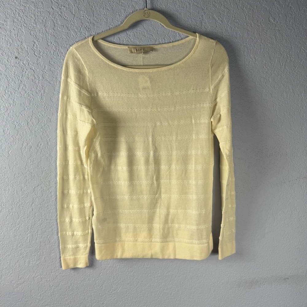 New Loft Wavy Pointelle Sweater Ann Taylor Small